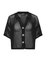 PixieGirl Petite Black Crochet Short Sleeve Shirt - Image 5 of 5
