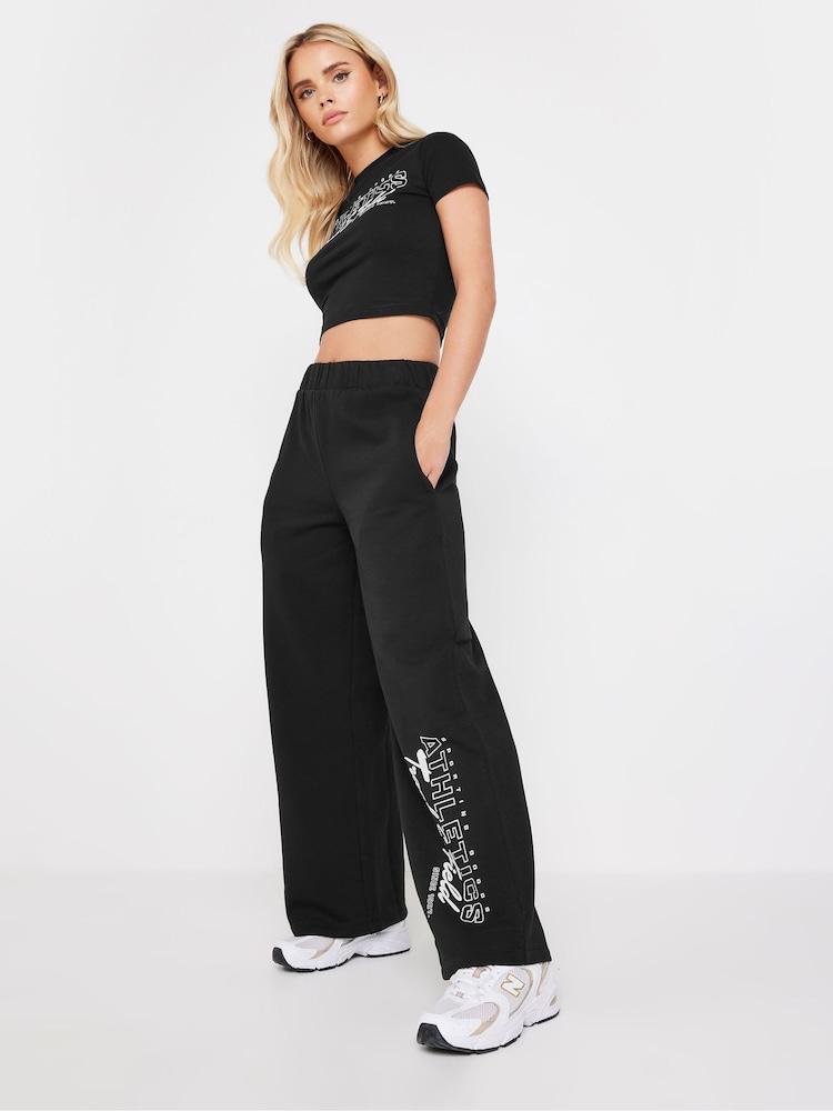 PixieGirl Petite Black Athletics Wide Leg Joggers - Image 1 of 5