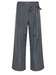 PixieGirl Petite Grey Double Wrap Belted Wide Leg Trousers - Image 5 of 5