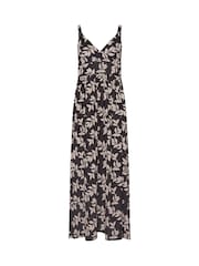 PixieGirl Petite Black Leaf Print Maxi Dress - Image 5 of 5