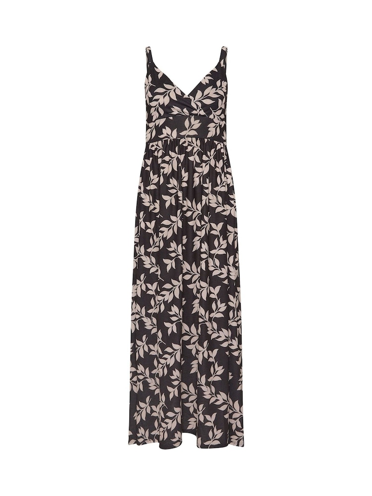 PixieGirl Petite Black Leaf Print Maxi Dress - Image 5 of 5