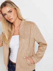 PixieGirl Petite Natural Suedette Bomber Jacket - Image 4 of 5
