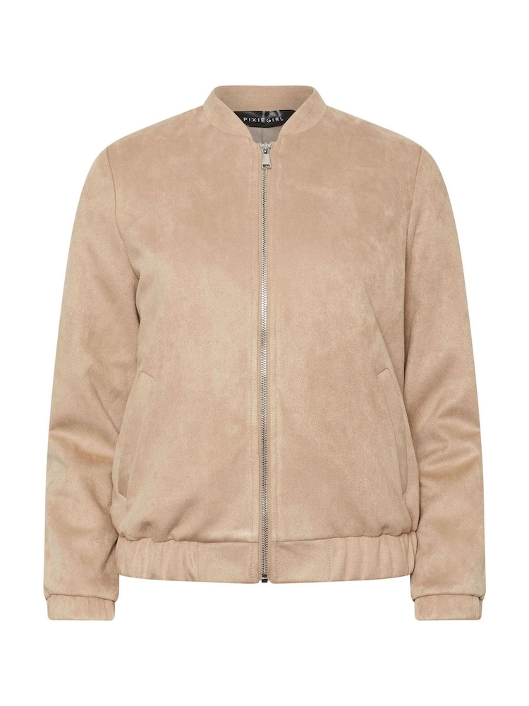 PixieGirl Petite Natural Suedette Bomber Jacket - Image 5 of 5
