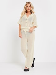 PixieGirl Petite Cream Crochet Short Sleeve Shirt - Image 2 of 5