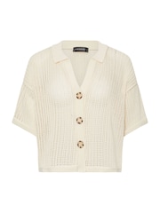 PixieGirl Petite Cream Crochet Short Sleeve Shirt - Image 5 of 5