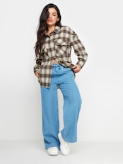 PixieGirl Petite Beige Brown Check Shirt - Image 2 of 5