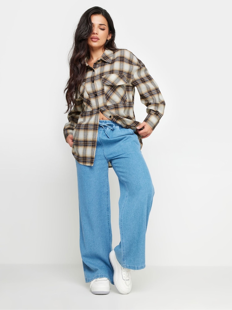 PixieGirl Petite Beige Brown Check Shirt - Image 2 of 5