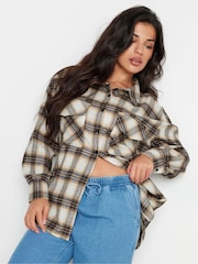 PixieGirl Petite Beige Brown Check Shirt - Image 4 of 5