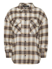 PixieGirl Petite Beige Brown Check Shirt - Image 5 of 5