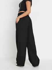 PixieGirl Petite Black Pintuck Tie Waist Wide Leg Trousers - Image 3 of 5