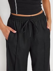 PixieGirl Petite Black Pintuck Tie Waist Wide Leg Trousers - Image 4 of 5
