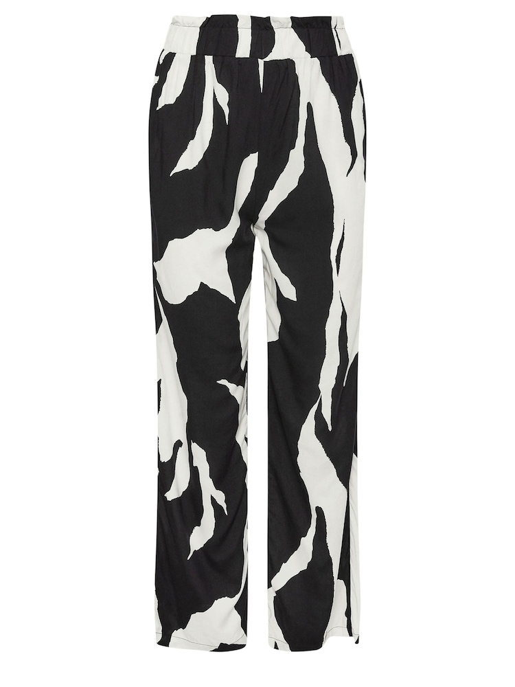 PixieGirl Petite Black Mono Abstract Print Wide Leg 100% Cotton Trousers - Image 5 of 5