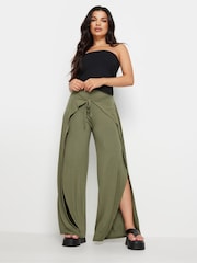 PixieGirl Petite Green Wide Leg Wrap Trousers - Image 1 of 5
