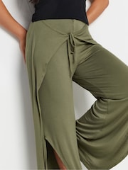 PixieGirl Petite Green Wide Leg Wrap Trousers - Image 2 of 5
