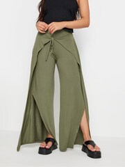 PixieGirl Petite Green Wide Leg Wrap Trousers - Image 3 of 5