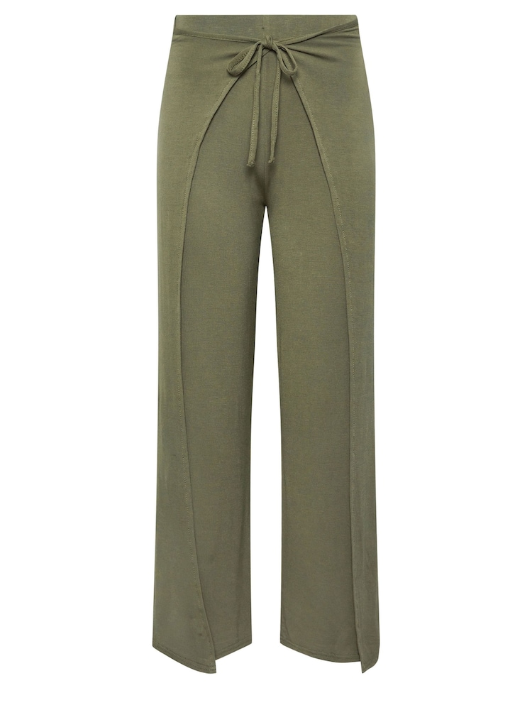 PixieGirl Petite Green Wide Leg Wrap Trousers - Image 5 of 5