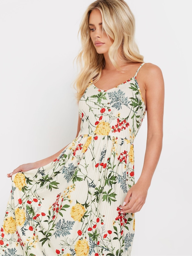 PixieGirl Petite Cream Floral Print Midi Dress - Image 1 of 5