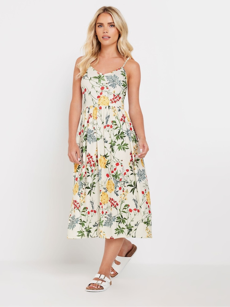 PixieGirl Petite Cream Floral Print Midi Dress - Image 2 of 5