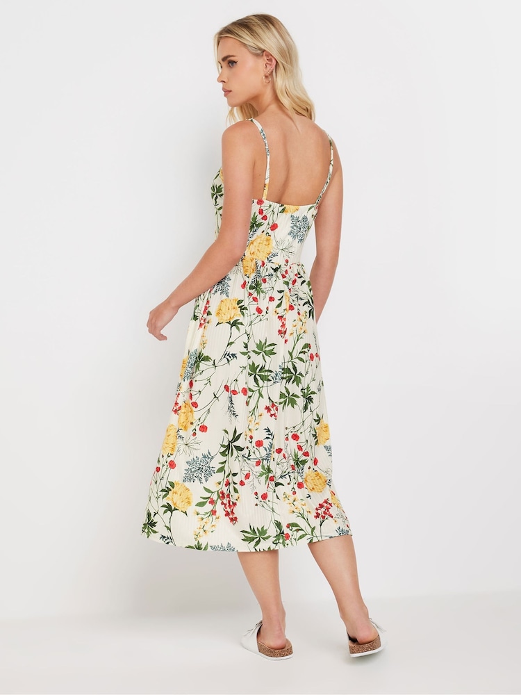 PixieGirl Petite Cream Floral Print Midi Dress - Image 3 of 5