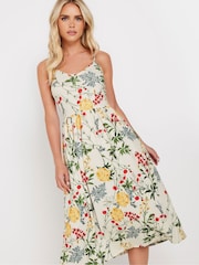 PixieGirl Petite Cream Floral Print Midi Dress - Image 4 of 5