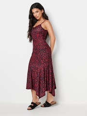 PixieGirl Petite Red Leopard Animal Print Asymmetric Maxi Dress - Image 1 of 5