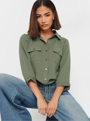 PixieGirl Petite Green Drawcord Long Sleeve Shirt - Image 1 of 6