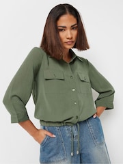 PixieGirl Petite Green Drawcord Long Sleeve Shirt - Image 3 of 6
