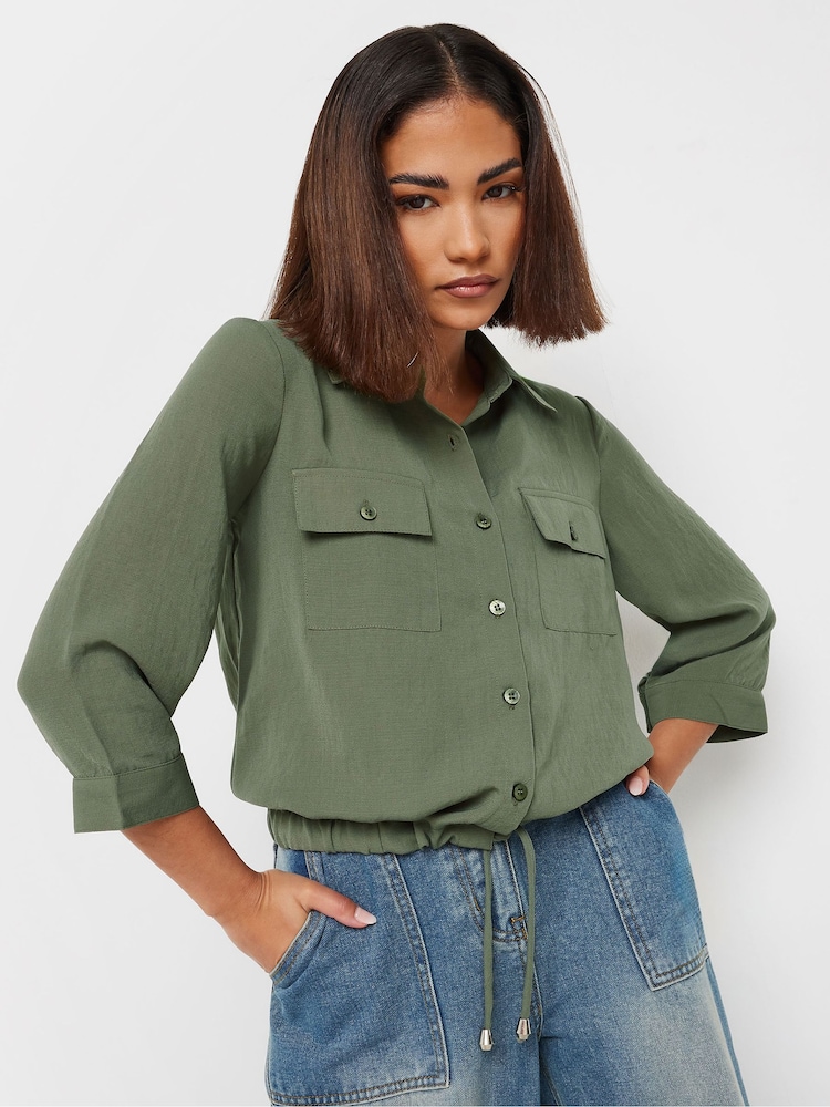 PixieGirl Petite Green Drawcord Long Sleeve Shirt - Image 3 of 6