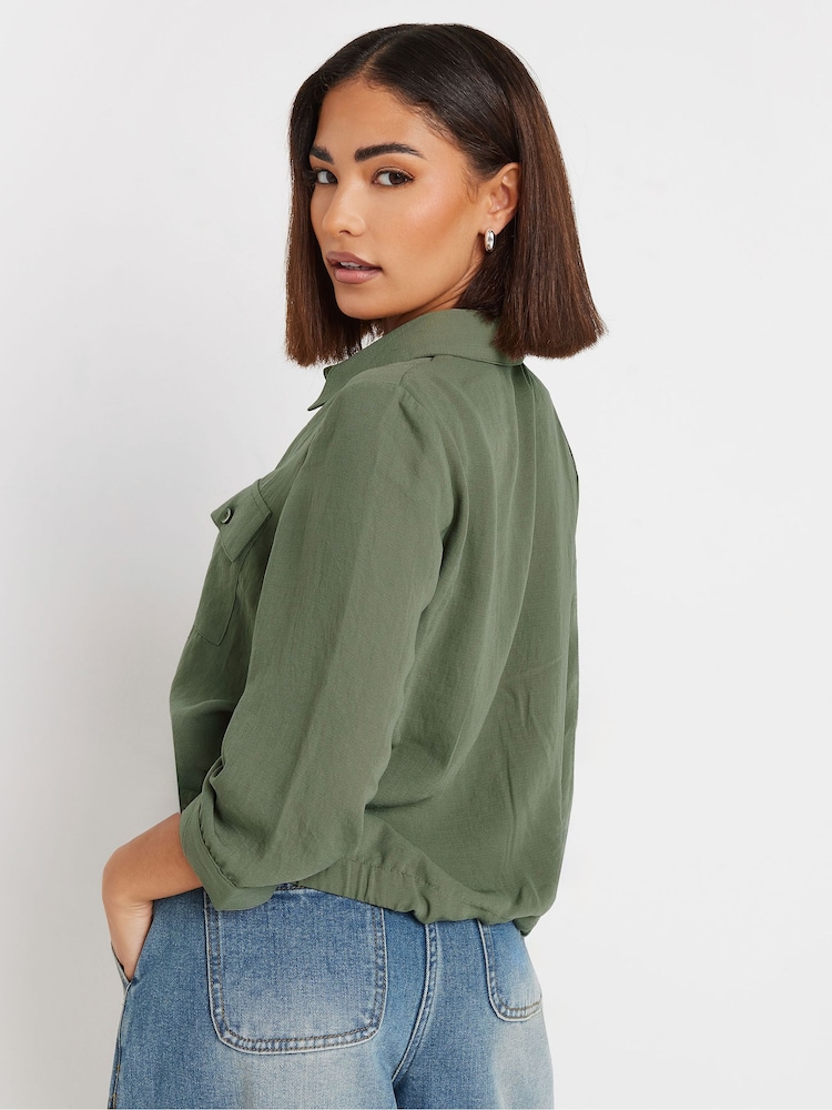 PixieGirl Petite Green Drawcord Long Sleeve Shirt - Image 4 of 6