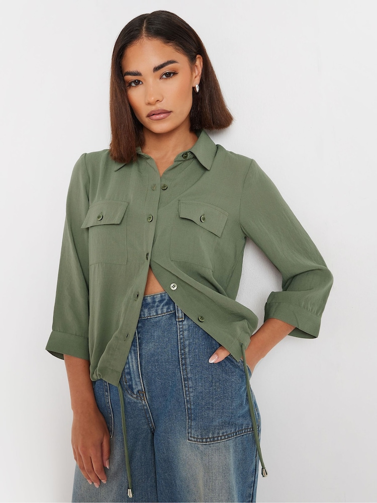 PixieGirl Petite Green Drawcord Long Sleeve Shirt - Image 5 of 6