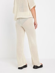 PixieGirl Petite Cream Crochet Wide Leg Trousers - Image 3 of 5