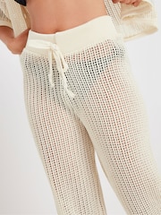 PixieGirl Petite Cream Crochet Wide Leg Trousers - Image 4 of 5