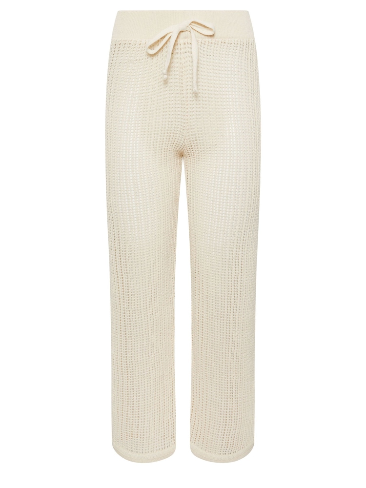PixieGirl Petite Cream Crochet Wide Leg Trousers - Image 5 of 5
