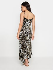 PixieGirl Petite Brown Petite Leopard Animal Print Asymetic Hem Maxi Dress - Image 3 of 5
