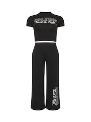 PixieGirl Petite Black Athletics T-Shirt And Joggers Set - Image 5 of 5
