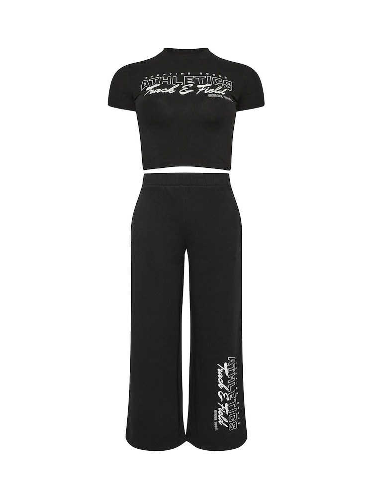 PixieGirl Petite Black Athletics T-Shirt And Joggers Set - Image 5 of 5