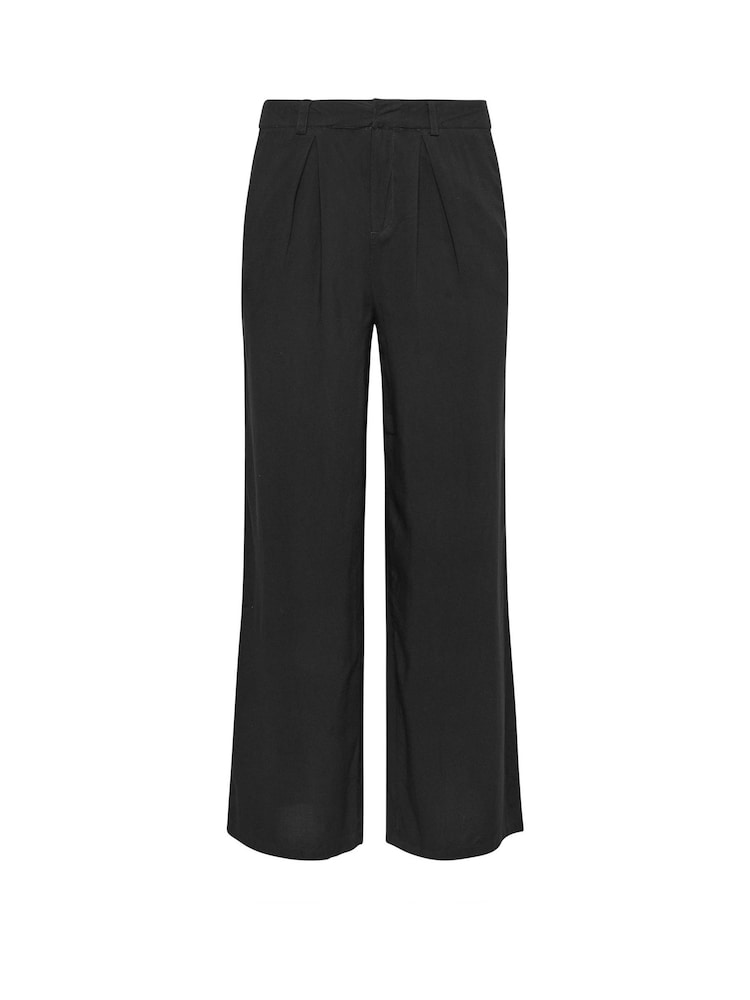 PixieGirl Petite Black Wide Leg 100% Cotton Trousers - Image 5 of 5