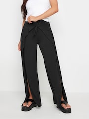 PixieGirl Petite Black Wide Leg Wrap Trousers - Image 3 of 5
