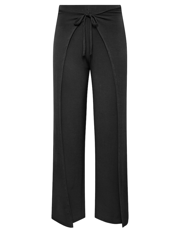 PixieGirl Petite Black Wide Leg Wrap Trousers - Image 5 of 5