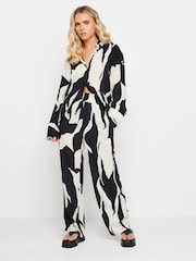 PixieGirl Petite Black Mono Abstract Print Shirt - Image 2 of 5