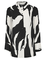 PixieGirl Petite Black Mono Abstract Print Shirt - Image 5 of 5