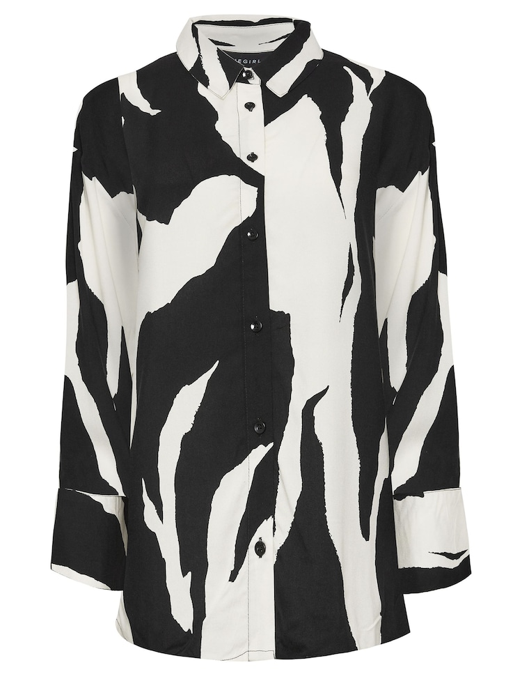 PixieGirl Petite Black Mono Abstract Print Shirt - Image 5 of 5
