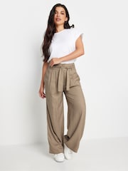 PixieGirl Petite Brown Check Wide Leg 100% Cotton Trousers - Image 1 of 5