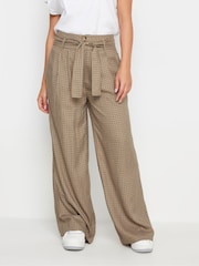 PixieGirl Petite Brown Check Wide Leg 100% Cotton Trousers - Image 2 of 5