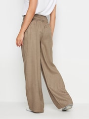 PixieGirl Petite Brown Check Wide Leg 100% Cotton Trousers - Image 3 of 5