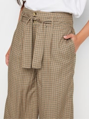 PixieGirl Petite Brown Check Wide Leg 100% Cotton Trousers - Image 4 of 5