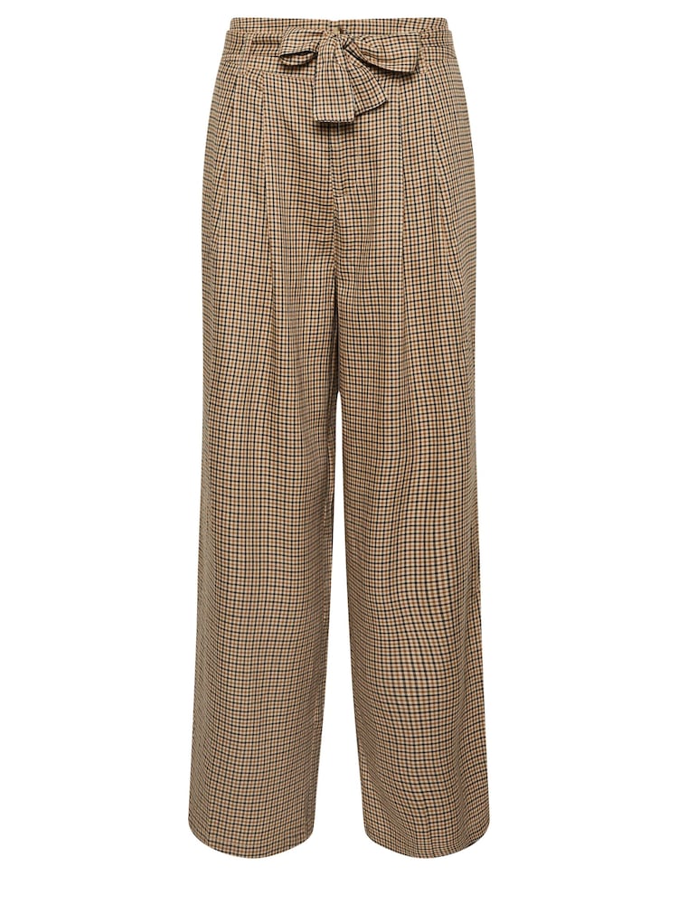 PixieGirl Petite Brown Check Wide Leg 100% Cotton Trousers - Image 5 of 5