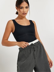 PixieGirl Petite Dark Black Pinstripe Wide Leg Trousers - Image 4 of 4