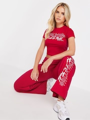 PixieGirl Petite Red Athletics Wide Leg Joggers - Image 1 of 5