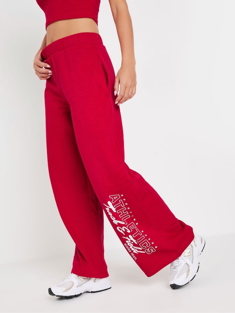 PixieGirl Petite Red Athletics Wide Leg Joggers - Image 2 of 5